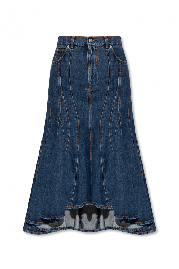 Alexander McQueen Asymmetrical denim skirt