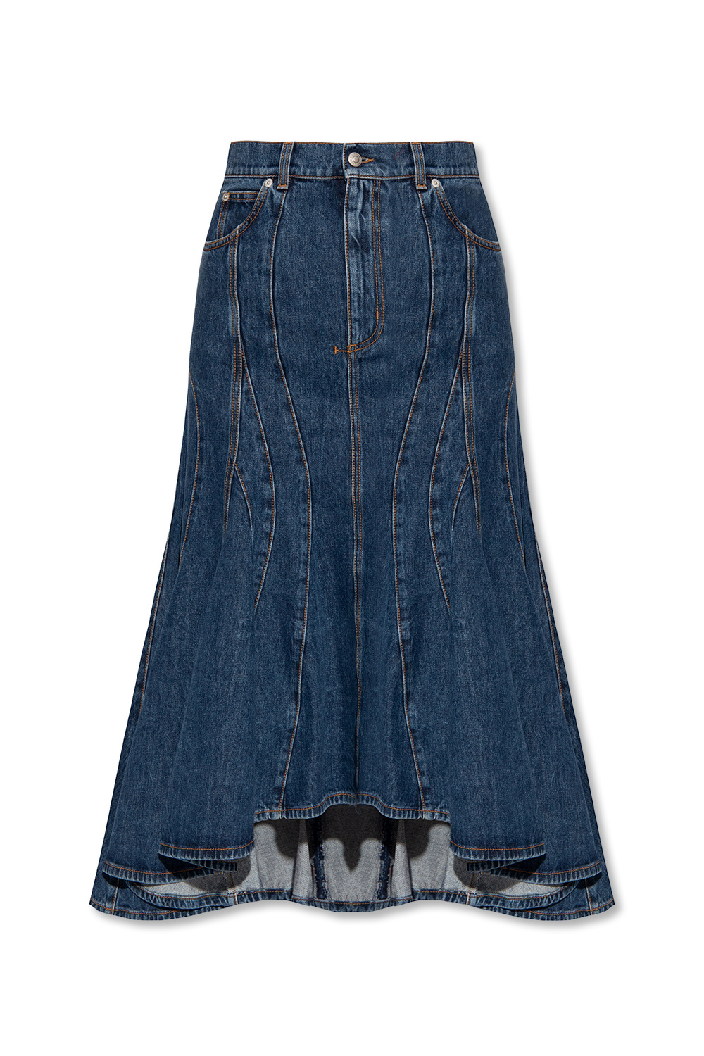 Alexander McQueen Asymmetrical denim skirt