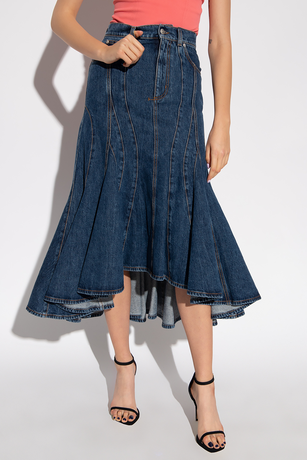 Alexander McQueen Asymmetrical denim skirt