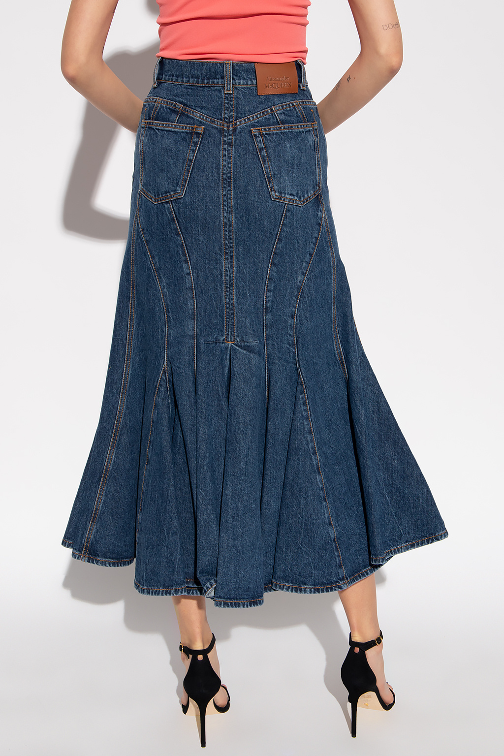 Alexander McQueen Asymmetrical denim skirt