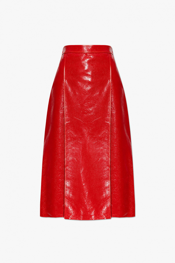 Leather skirt od embroidered Gucci