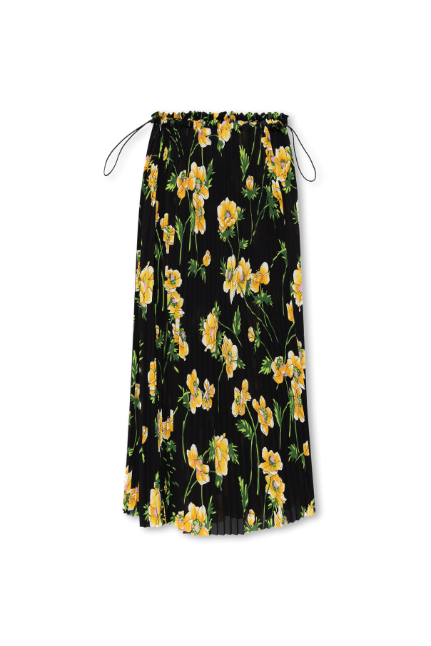 Balenciaga floral-print pleated skirt - Black