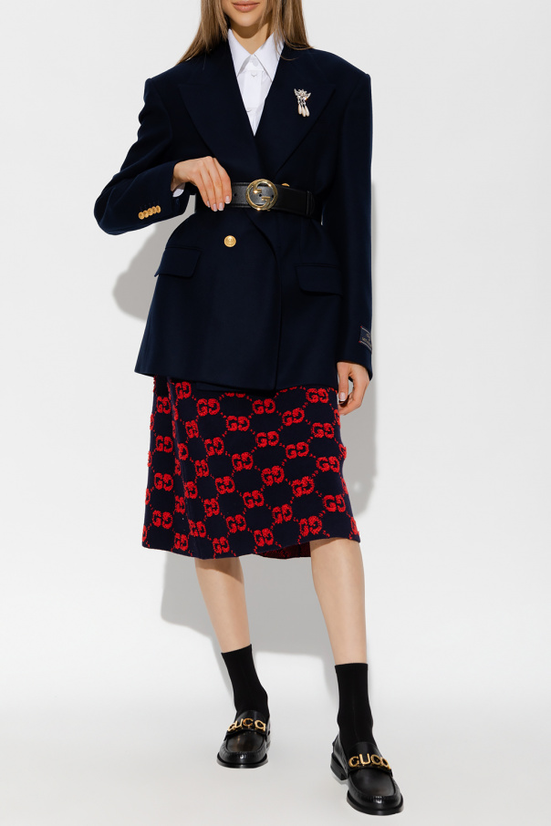 gucci BELTED Monogrammed skirt