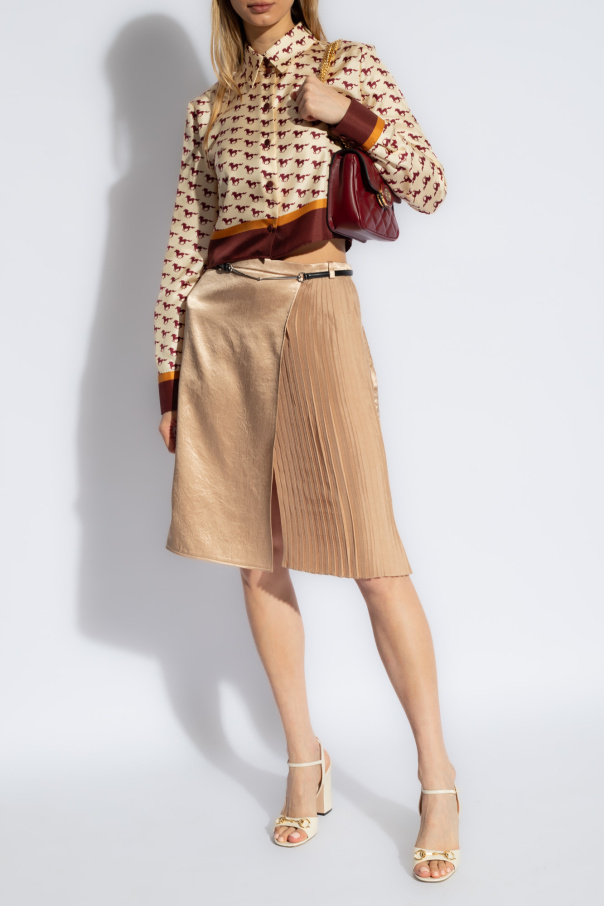 Gucci Belted satin skirt