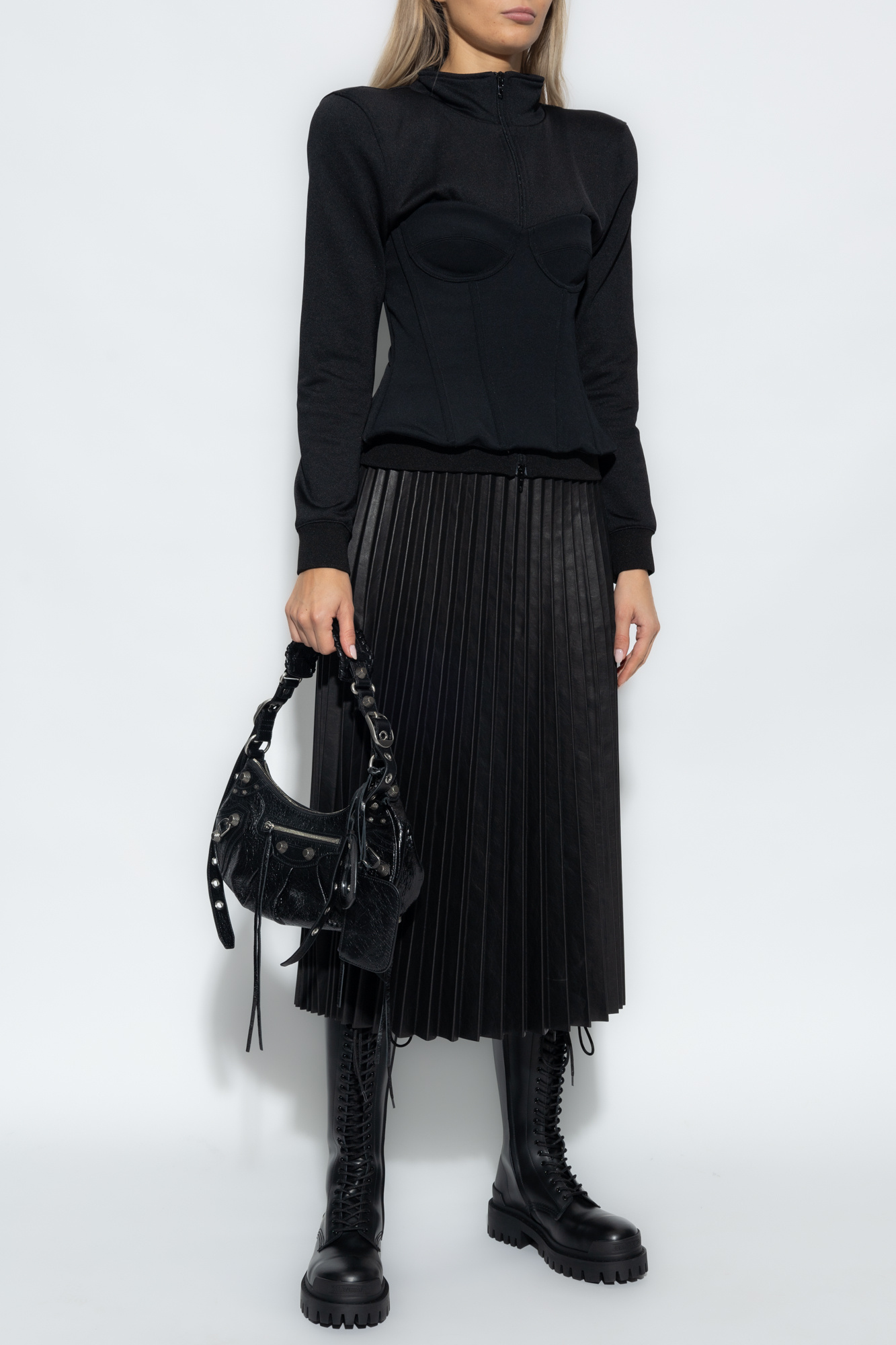 Balenciaga Leather pleated skirt