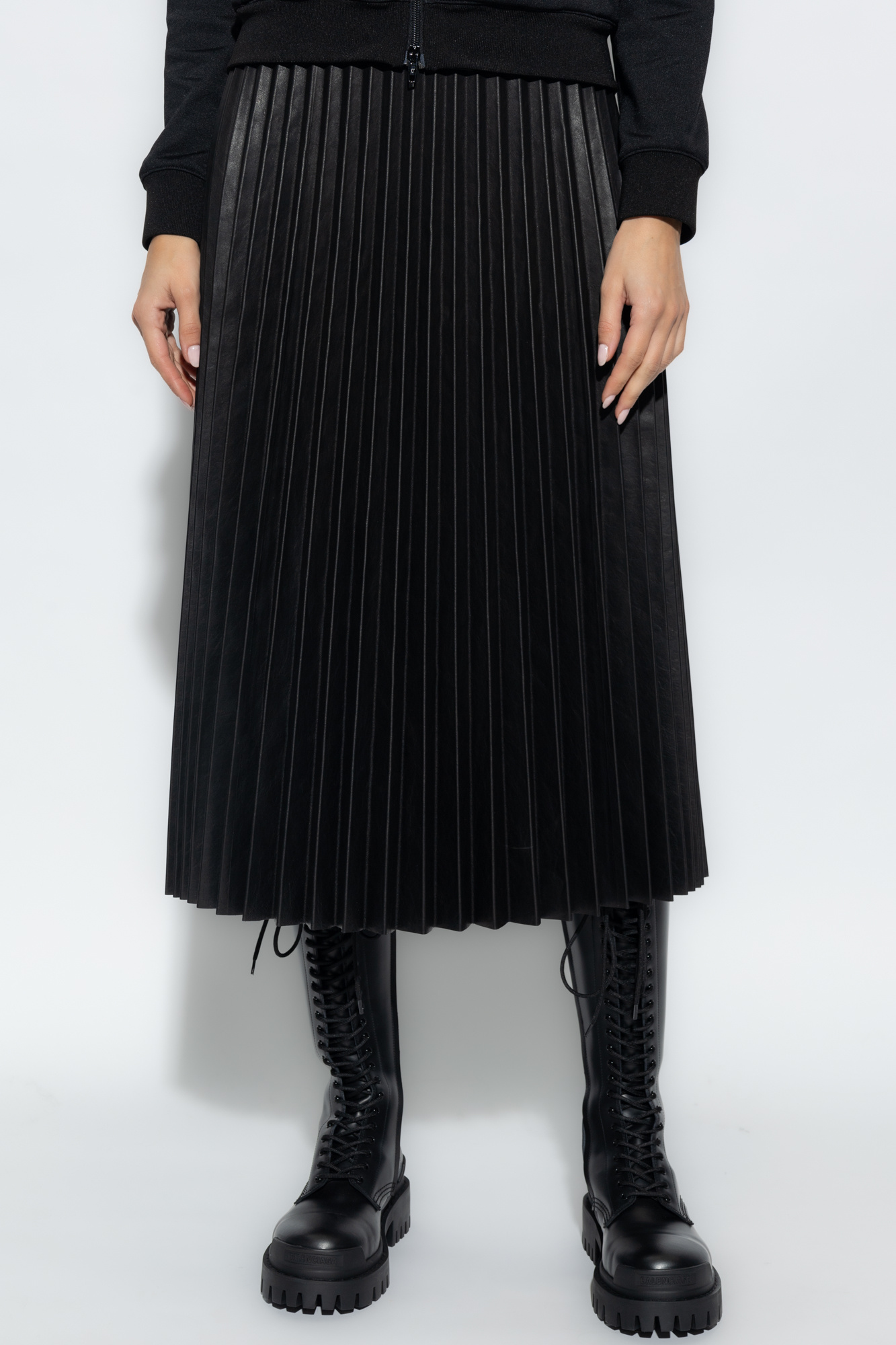 Balenciaga Leather pleated skirt