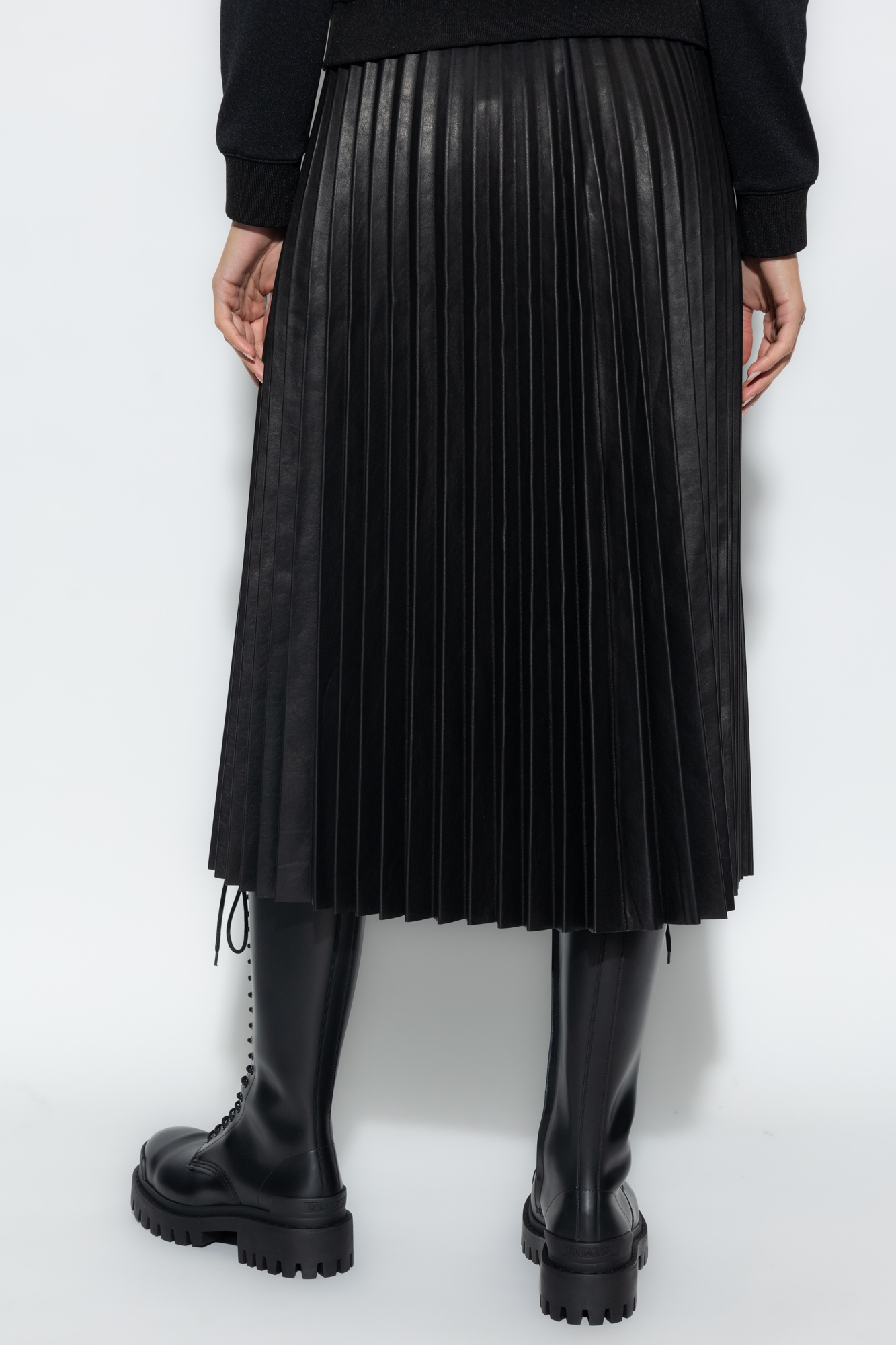 Balenciaga Leather pleated skirt