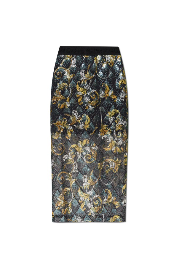 Versace Jeans Couture Falda de lentejuelas con estampado barocco