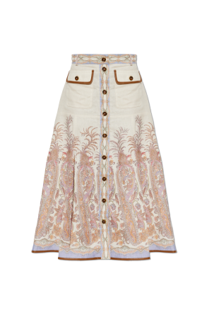 Linen skirt with print