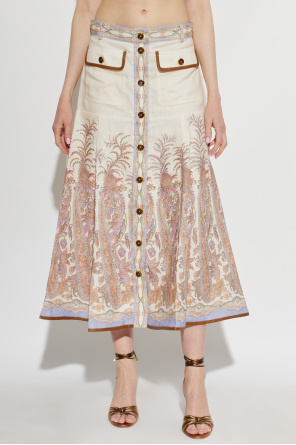 Zimmermann Falda de lino con estampado