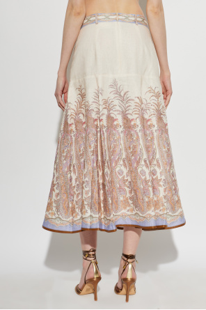 Zimmermann Falda de lino con estampado