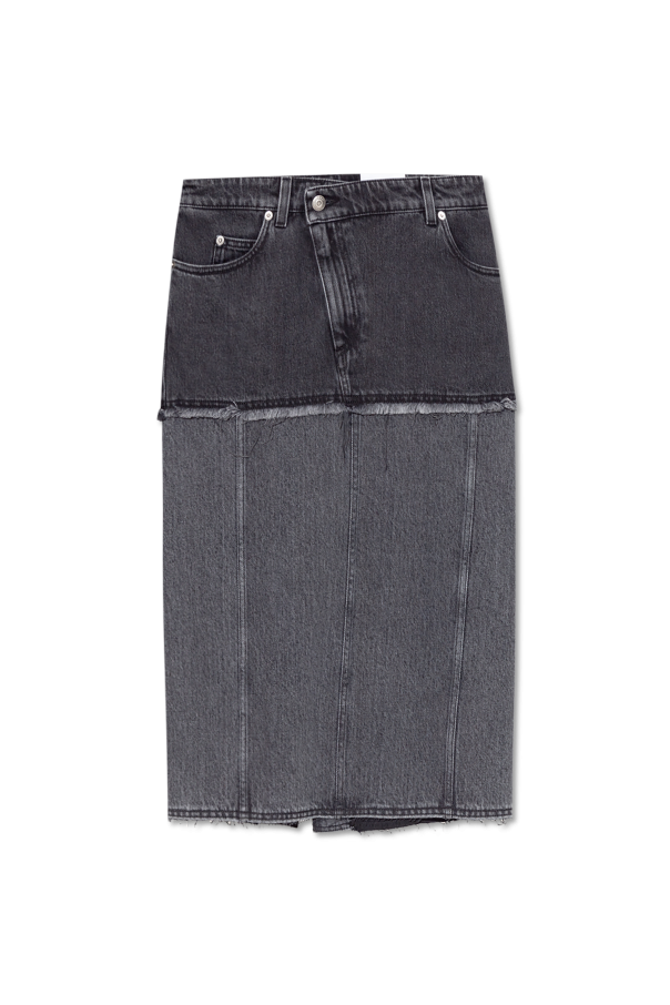 Alexander McQueen Denim Skirt with Cut-Out