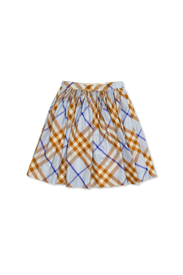 Burberry Kids Silk skirt with check pattern