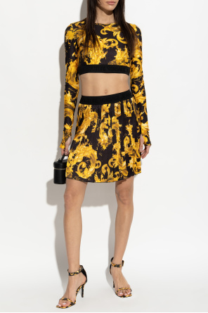 Plisowana spódnica ze wzorem `barocco` od Versace Jeans Couture