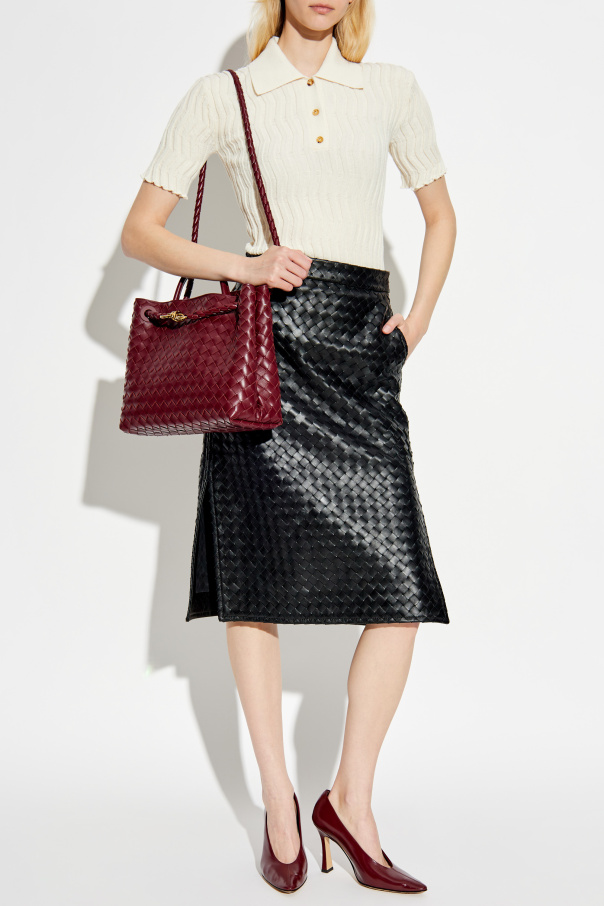 Bottega Veneta Leather skirt with side slit