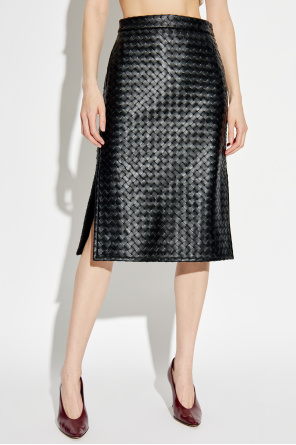 Bottega Veneta Leather skirt with side slit