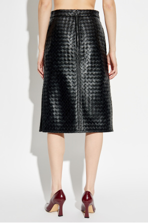 Bottega Veneta Leather skirt with side slit