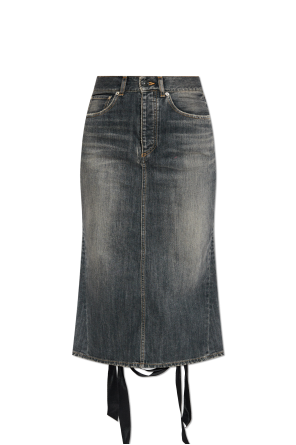 Denim skirt with decorative ribbon at the back