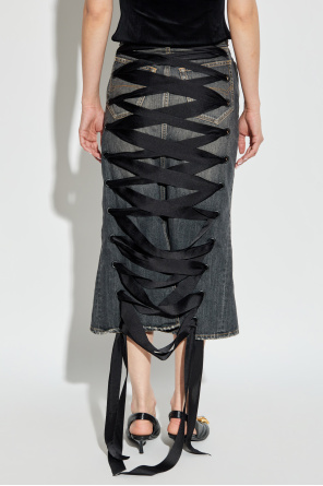 Balenciaga Denim skirt with a decorative ribbon at the back