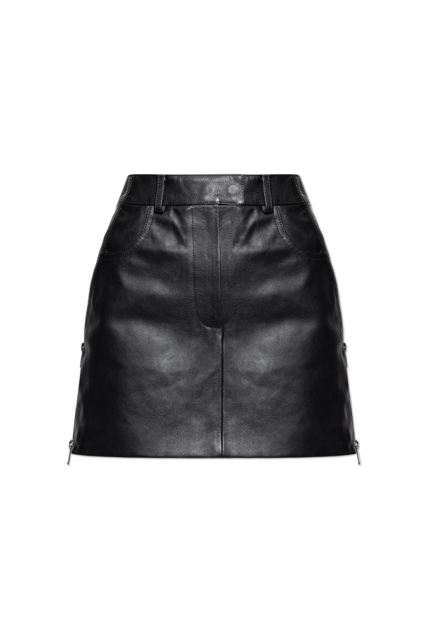 Short leather skirt od Alexander McQueen