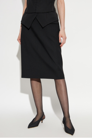 Alexander McQueen Falda de lana con bolsillos