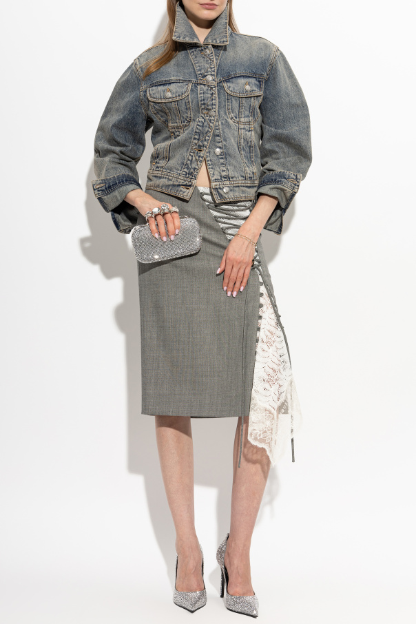 Alexander McQueen Wollrock mit Spitzeneinsatz