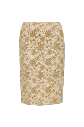Wool skirt with floral motif
