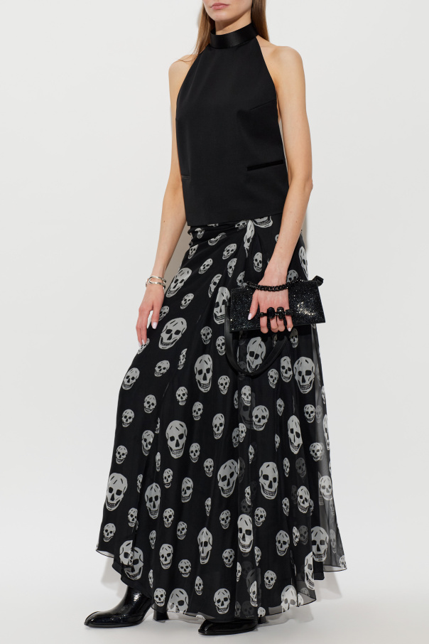 Alexander McQueen Silk skirt with monogram