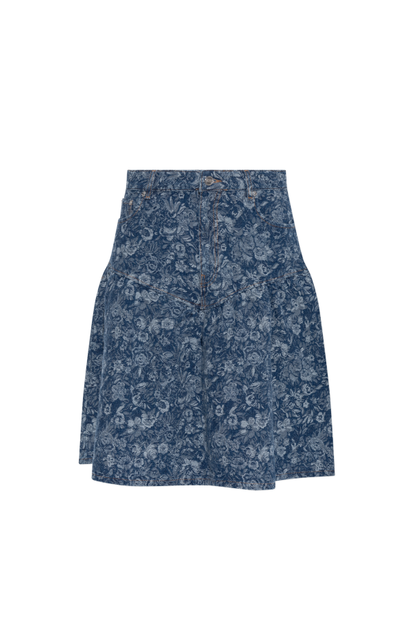 Denim skirt with floral motif od Ganni