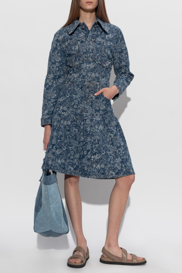 Ganni Denim skirt with floral motif