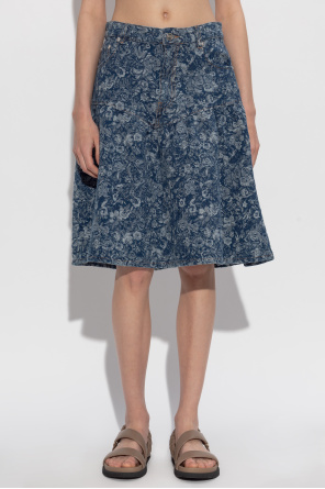 Ganni Denim skirt with floral motif