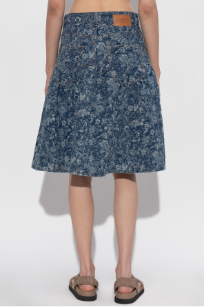 Ganni Denim skirt with floral motif