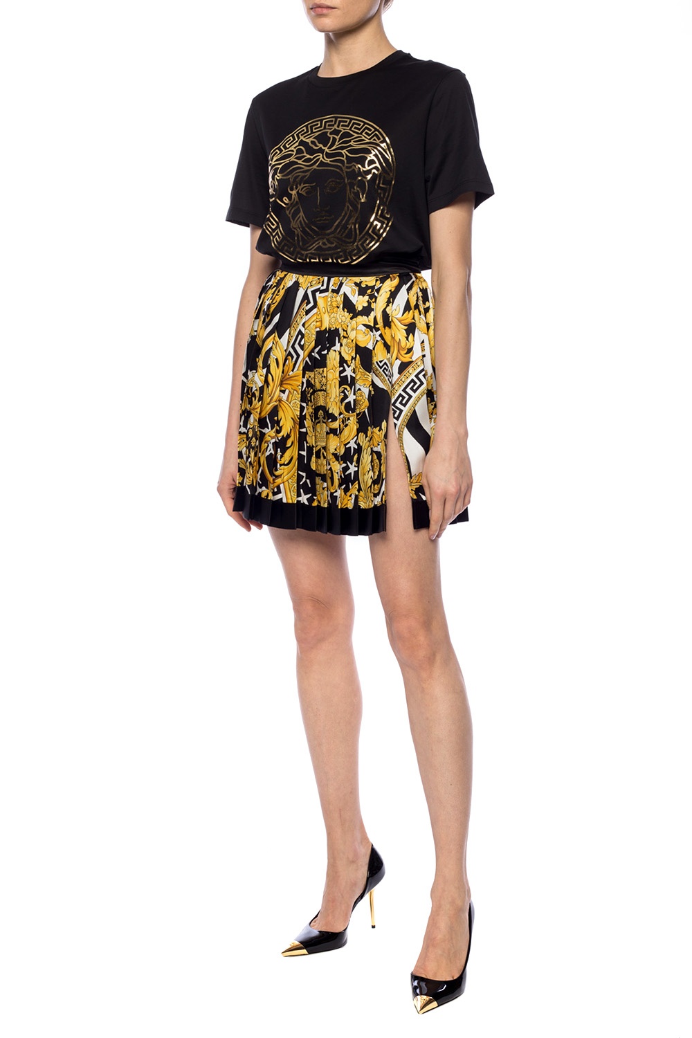 Versace Print Pleated Short Dress