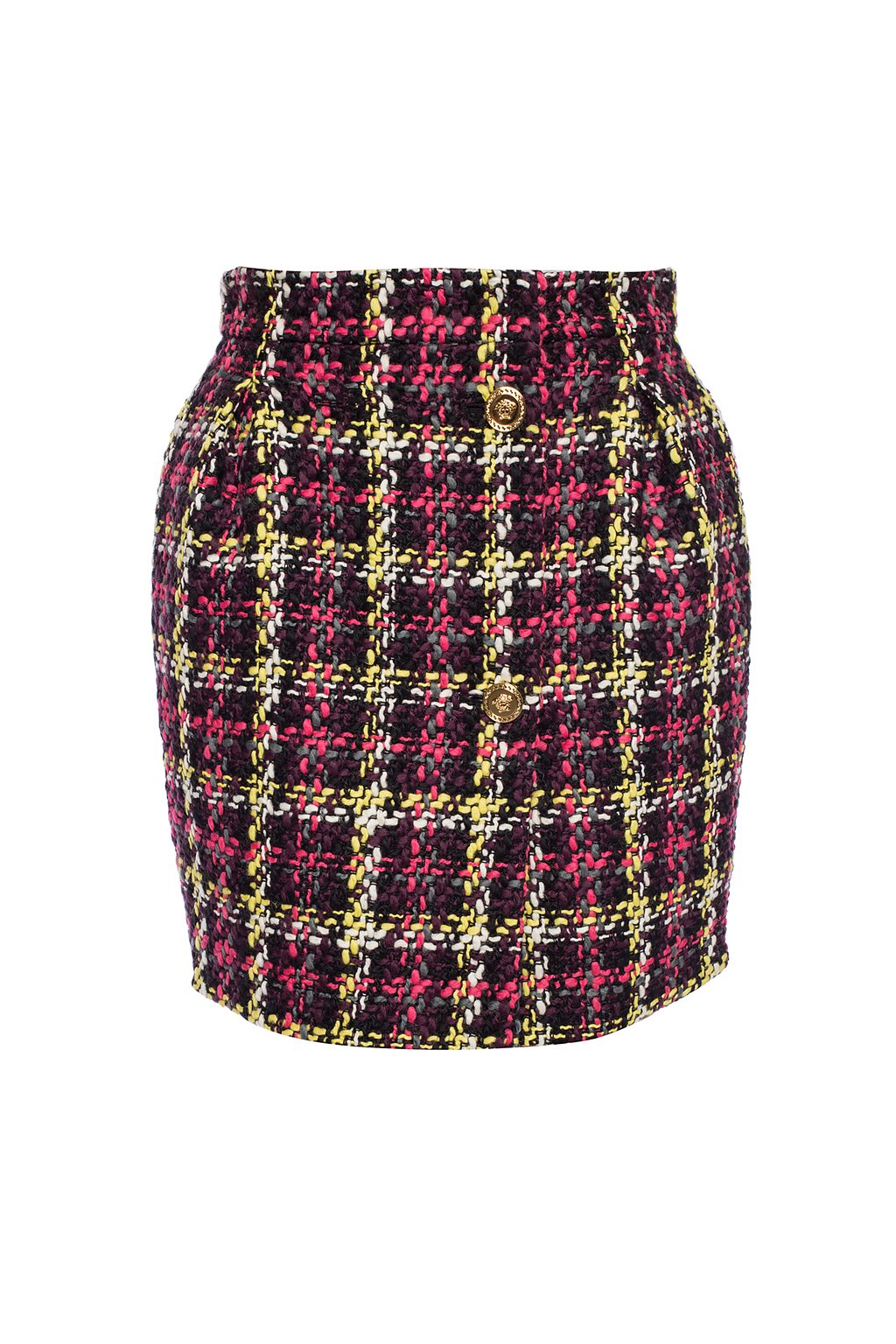 Medusa Checked Wool Skirt in Multicoloured - Versace Kids