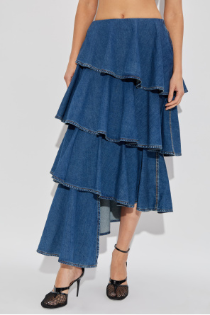 Alaïa Denim skirt with ruffles