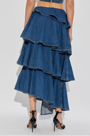 Alaïa Denim skirt with ruffles