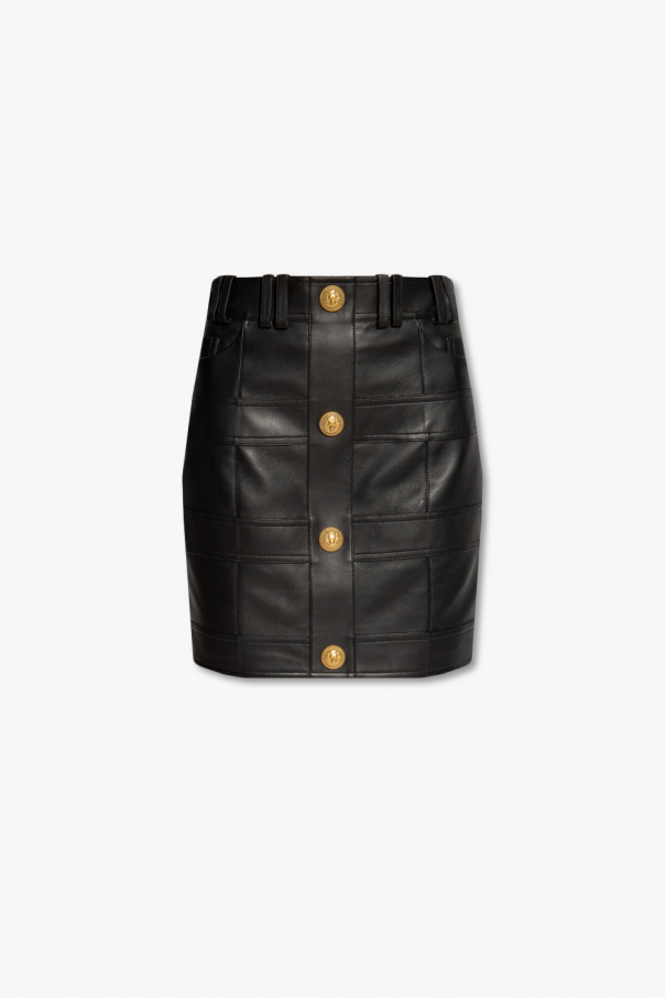 balmain head-to-toe Leather skirt