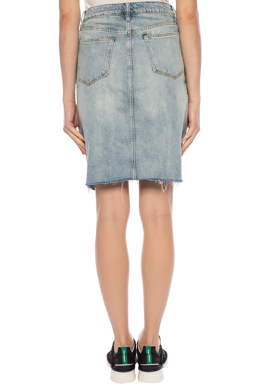 all saints black denim skirt