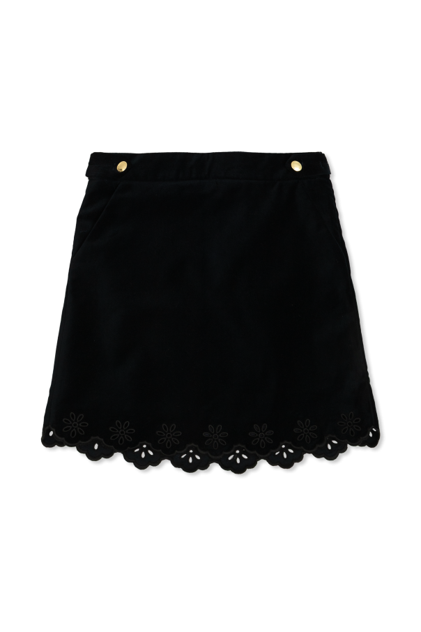 Velvet skirt with openwork hem, zdjęcie 1 Velvet skirt with openwork hem od Chloé Kids