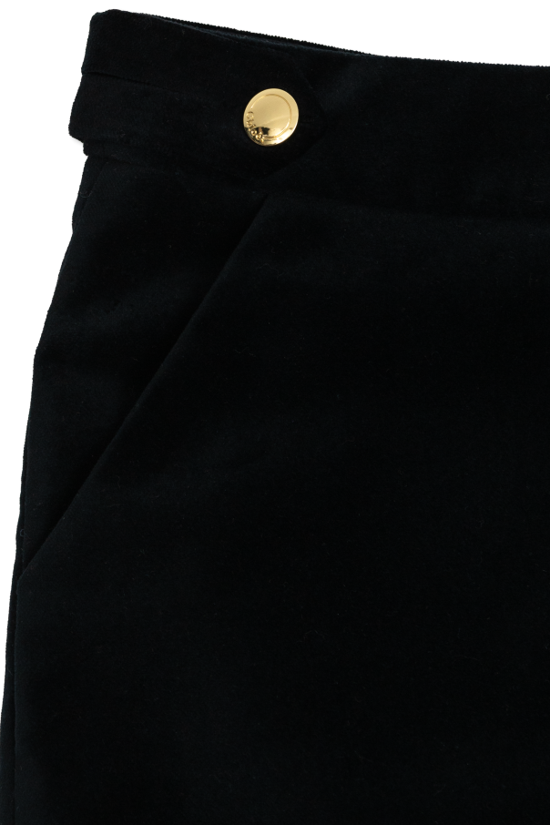 Chloé Kids Velvet skirt with openwork hem