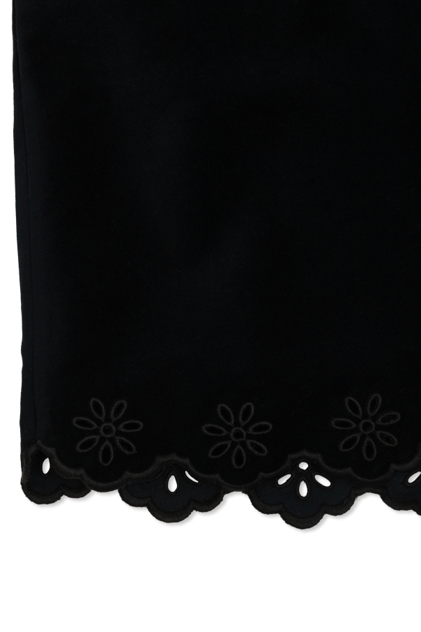 Chloé Kids Velvet skirt with openwork hem