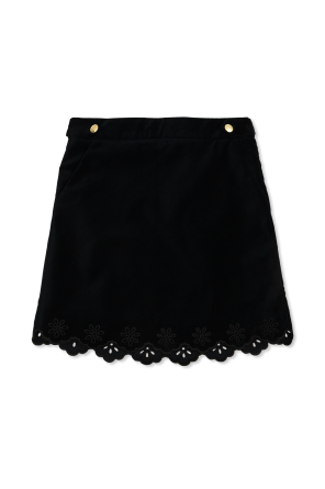 Aksamitna spódnica z ażurowym zakończeniem