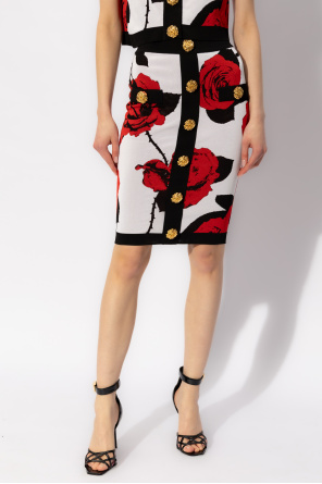 Balmain Floral Motif Skirt