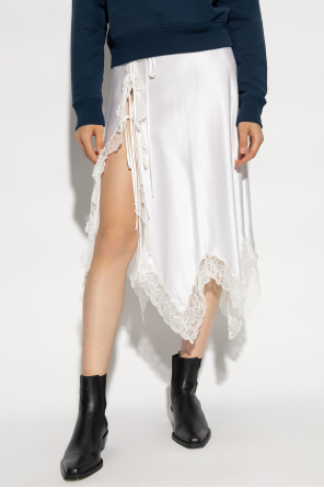 Chloé Satynowa spódnica o koronkowym wykończeniu