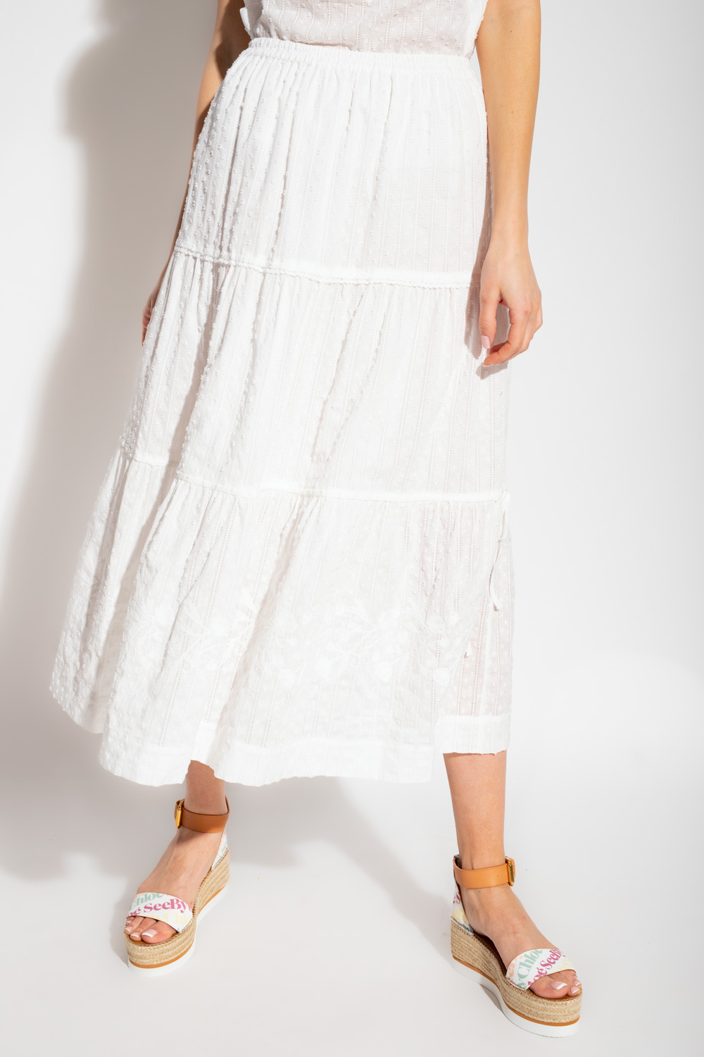 See By Chloe Embroidered cotton skirt