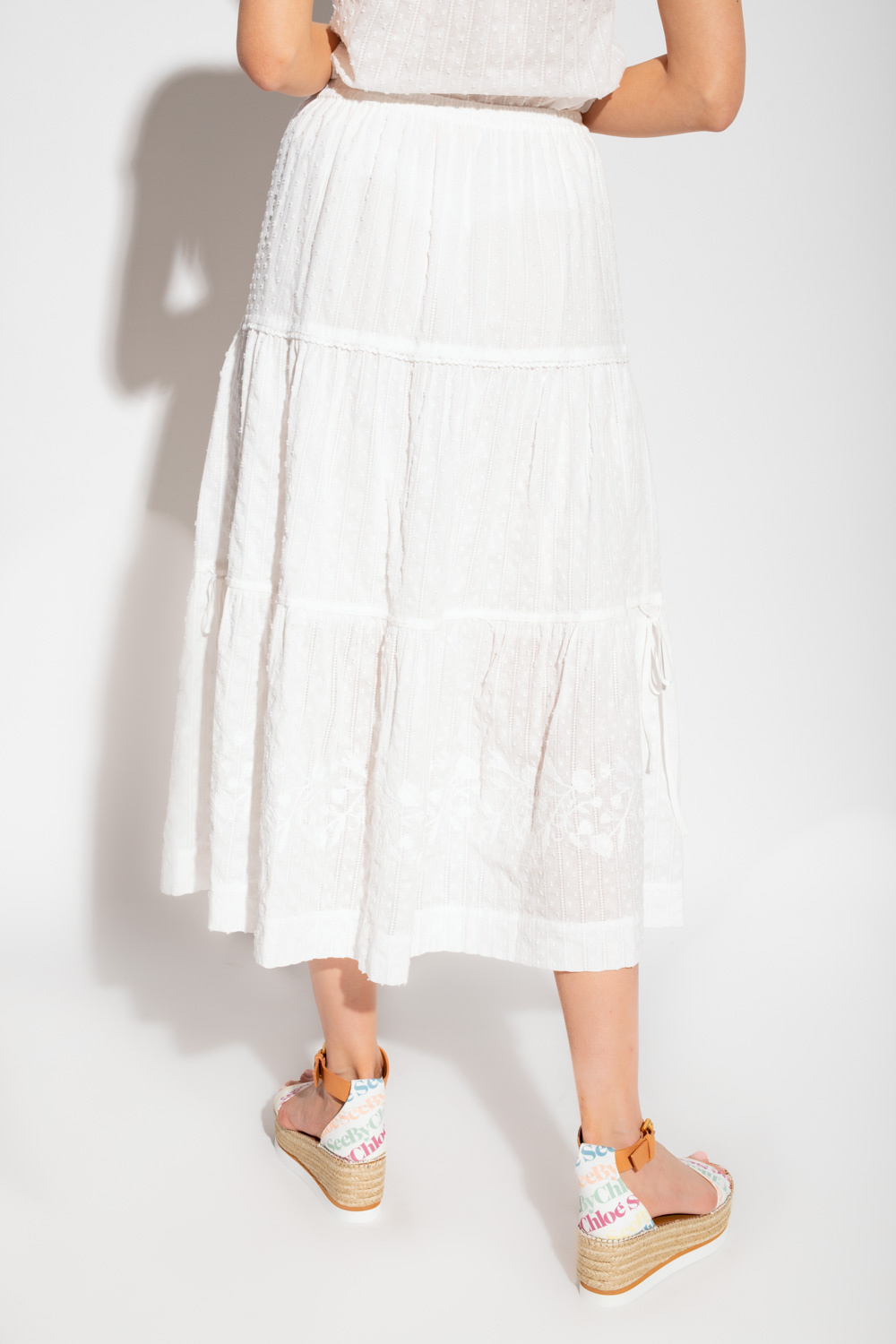 See By Chloe Embroidered cotton skirt