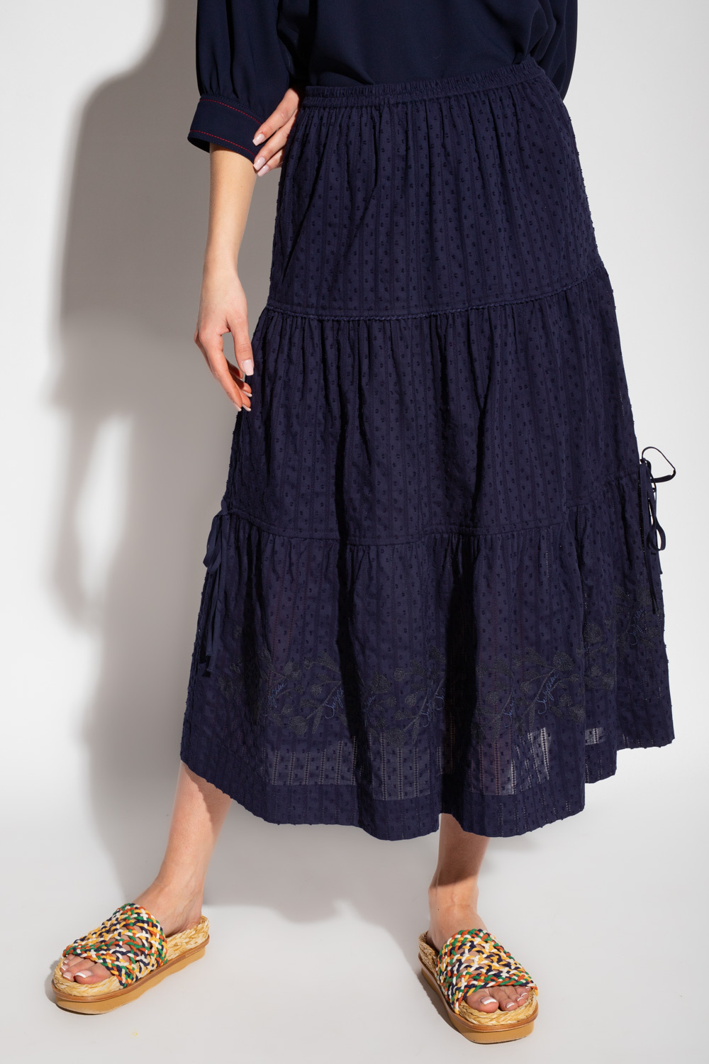 See By Chloé Embroidered cotton skirt