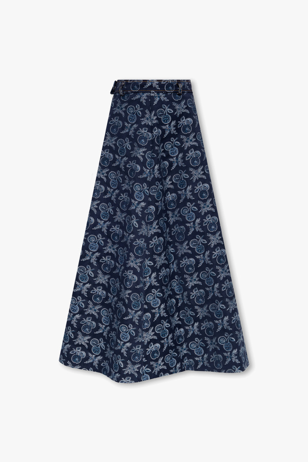 Etro Embroidered denim skirt