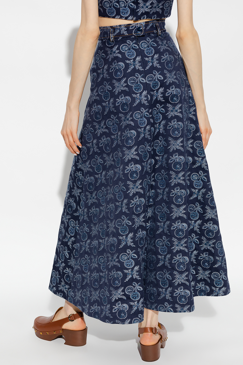 Etro Embroidered denim skirt