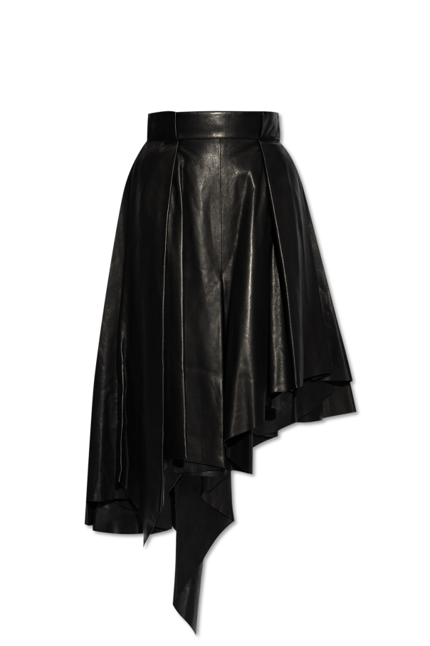 Balmain Asymmetrical cut leather skirt